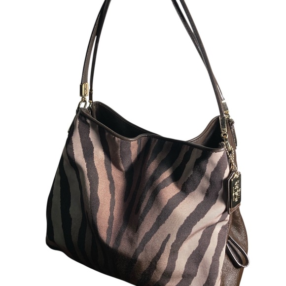 COACH MADISON PHOBE Stylish Zebra Print Shoulder Bag
